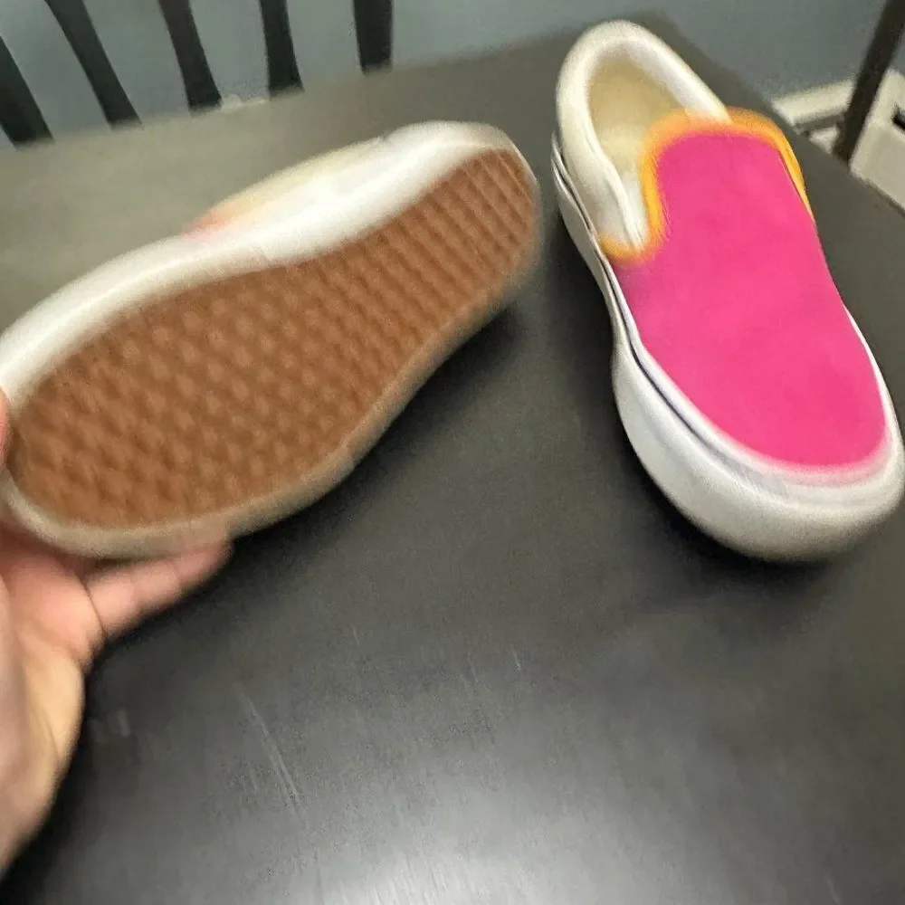 Vans Classic Slip On Sneaker Pink Blue Suede Corduroy Women's 7 - Picture 5 of 6